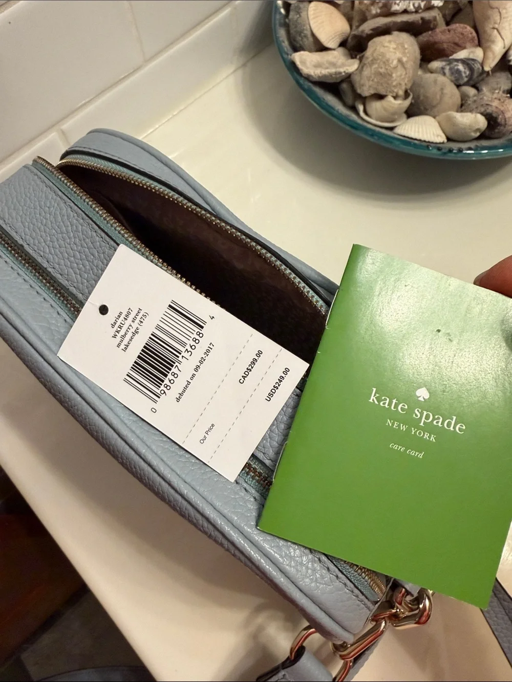 kate spade Light Blue Mulberry Street Pebbled Leather Crossbody Bag